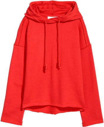 Wide-cut Hooded Sweatshirt - Red