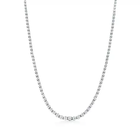 Tiffany Victoria® graduated line necklace in platinum with diamonds. | Tiffany & Co.