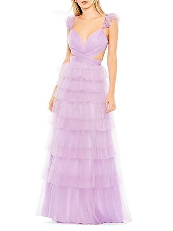 Shop Mac Duggal Tiered Cut-Out Gown | Saks Fifth Avenue