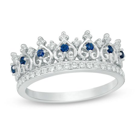 Sapphire and Diamond Crown Ring