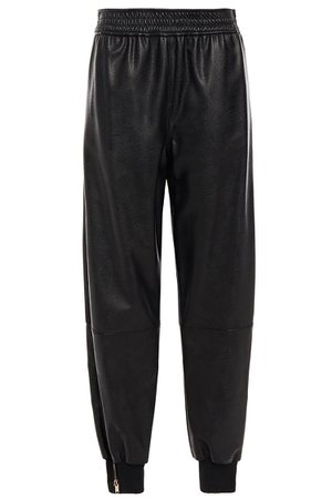 Black Alicia zip-detailed faux leather track pants | Sale up to 70% off | THE OUTNET | STELLA McCARTNEY | THE OUTNET