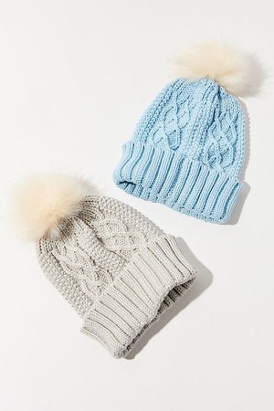 Cable Knit Pompom Beanie | Urban Outfitters