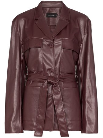 Low Classic, Belted Faux Leather Jacket