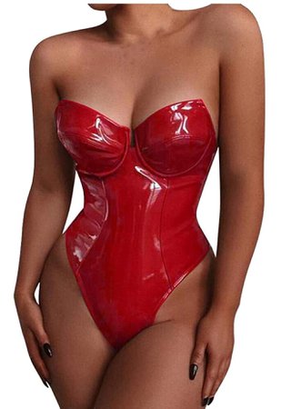 red leather bodysuit red latex bodysuit sexy lingerie