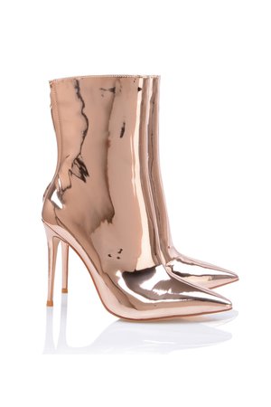 'Mercury' Rose Gold Mirror Ankle Boots