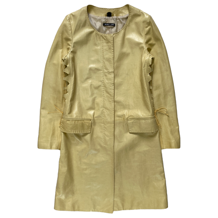 Helmut Lang, S/S 2001 Rounded-Collar Leather Trench Coat with Lace Detailing - La Nausée - fashion archive / retail shop