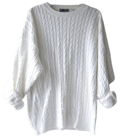 white oversized bulky knit sweater
