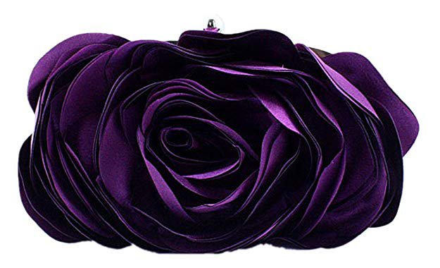 Bywen Womens Rose Pattern Purse Party Clutch Shoulder Bags Purple: Handbags: AmazonSmile