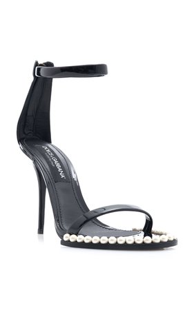 Keira Pearl-Embellished Patent Leather Sandals By Dolce & Gabbana | Moda Operandi