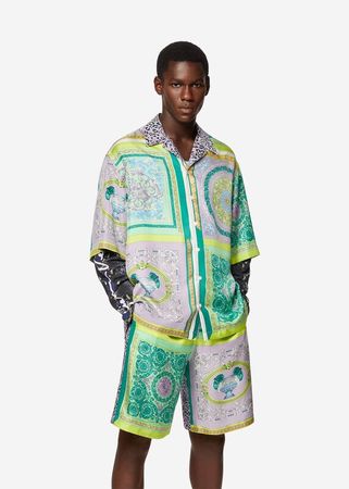Versace Barocco Mosaic Print Silk Shirt for Men | US Online Store