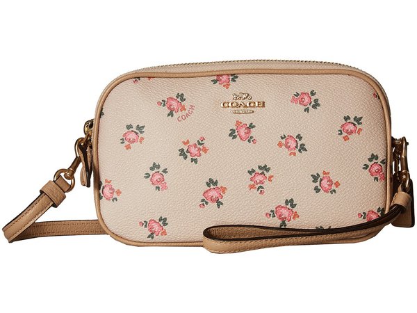 COACH - Crossbody Clutch with Floral Bloom Print (LI/Beechwood Floral Bloom) Clutch Handbags