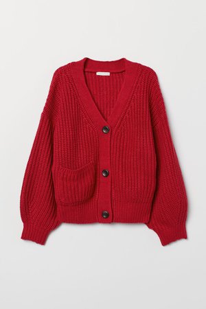 Ribbed cardigan - Red - Ladies | H&M