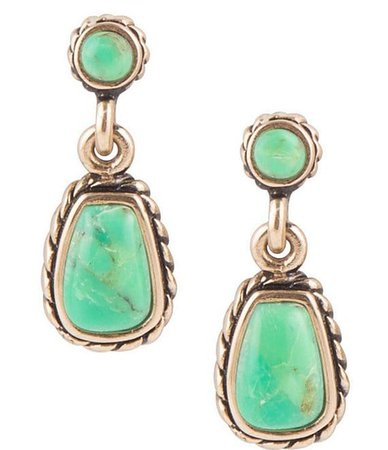 Barse Bronze and Lime Turquoise Drop Earrings