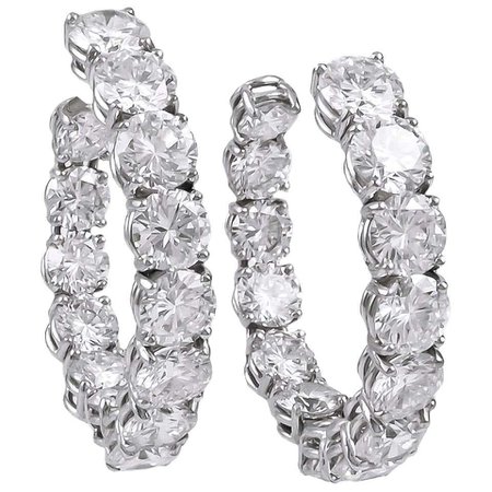 Harry Winston by Jacques Timey Diamond Platinum Hoop Earrings For Sale at 1stDibs