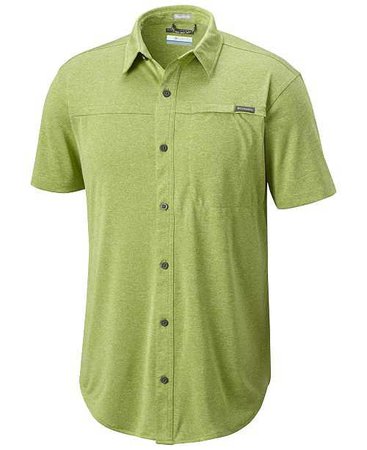 Green short sleeve button up shirt