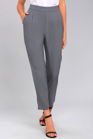 Chic Grey Pants - Trouser Pants - Dress Pants
