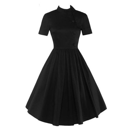 Black Chinese collar pinup swing 1950's dress