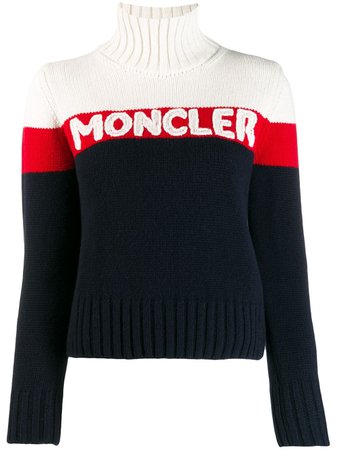 Moncler Roll-Neck Logo Intarsia Sweater | Farfetch.com