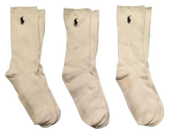 Polo Ralph Lauren White Mens Crew Socks - Set Of 3 Sweatshirt/Hoodie Size: US 14 (L)