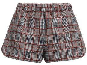 Sequined Checked Linen Shorts