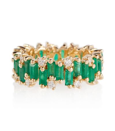 Suzanne Kalan - 18kt gold ring with emeralds | Mytheresa