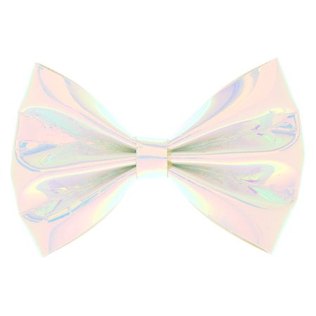 Holographic Mini Hair Bow Clip - White | Claire's US