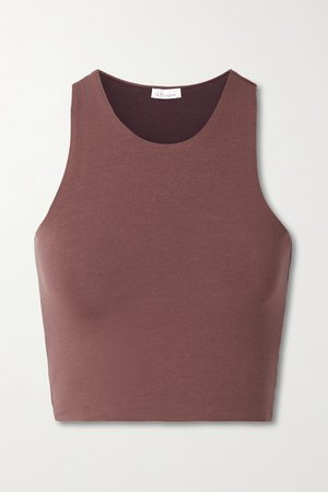 Brown + NET SUSTAIN Calliope reversible cropped organic Pima cotton-blend jersey tank | Skin | NET-A-PORTER