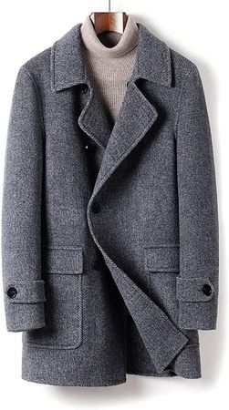 Amazon.com: UYSVGF Double-Breasted Wool Coat Medium-Length Paragraph Loose Autumn and Winter Tweed Jacket Youth Non-Cashmere Trench Coat (Color : E, Size : X-Large) : Clothing, Shoes & Jewelry