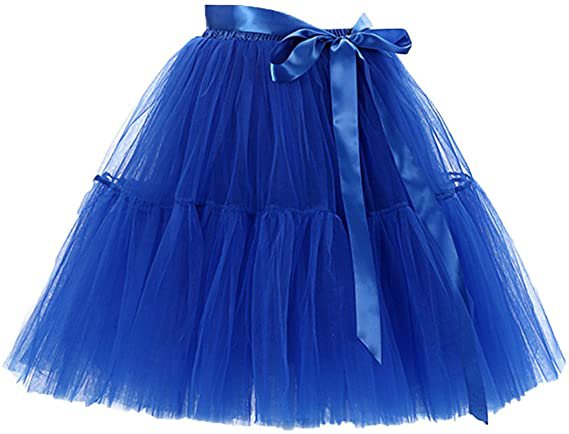 URVIP Lady's Princess Tutu Tulle Midi Knee Length Skirt Underskirt One Size RoyalBlue at Amazon Women’s Clothing store