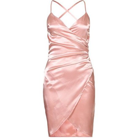 pink satin wrap dress