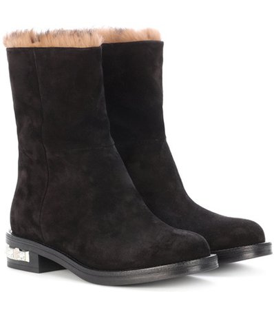 Fur-lined suede boots