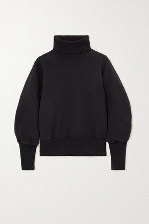 Cotton-jersey Turtleneck Sweatshirt - Black