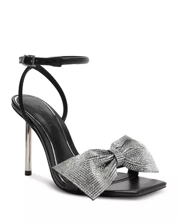 SCHUTZ Women's Mila Square Toe Crystal Bow High Heel Sandals | Bloomingdale's