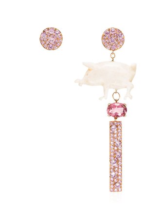 Francesca Villa pink 18kt gold and sapphire earrings - FARFETCH