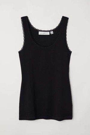 Tank Top with Lace - Black