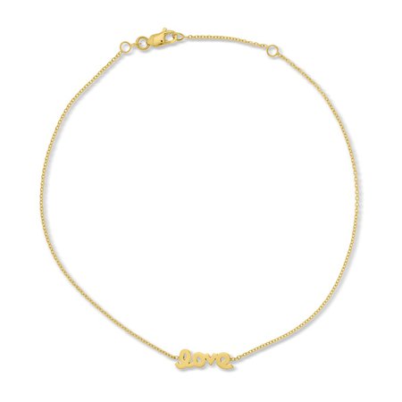 Love Anklet 14K Yellow Gold 10" | Chain Bracelets | Bracelets | Jewelry | Jared