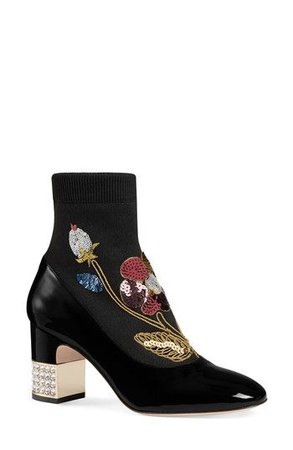 GUCCI CANDY FLORAL EMBROIDERED BOOTIE