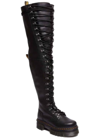 black AUDRICK 22-EYE EXTREME LACE KNEE HIGH PLATFORM Boots footwear