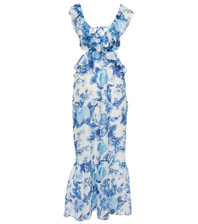 SIR - Exclusive to Mytheresa – Floral cutout cotton and silk maxi dress | Mytheresa