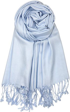 Achillea Large Soft Silky Pashmina Shawl Wrap Scarf in Solid Colors (Light Blue) at Amazon Women’s Clothing store