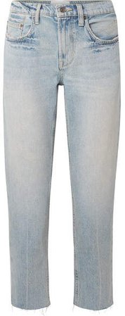 The His Cropped Distressed Boyfriend Jeans - Light denim