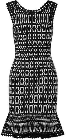 Stretch Jacquard-knit Mini Dress - Black