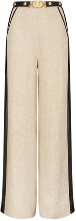 LEATHER-TRIMMED LINEN TROUSER