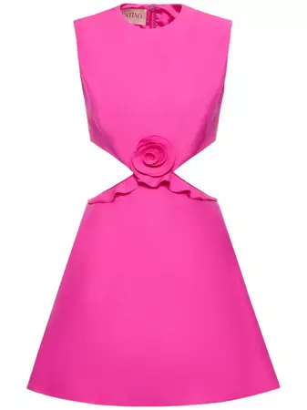 Wool & silk crepe cutout rose mini dress - Valentino | Luisaviaroma