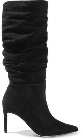 Lucy Suede Knee Boots - Black