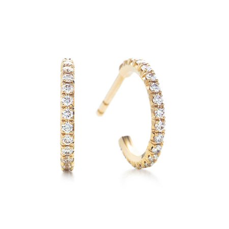 Tiffany Metro 18K Gold and Diamond Hoop Earrings, Size Small | Tiffany & Co.