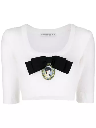 Alessandra Rich Cameo Knitted Crop Top - Farfetch