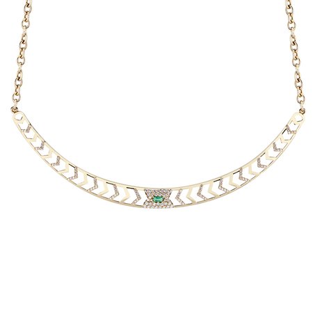 Gia Deco Necklace With Diamonds And Emerald by GiGi Ferranti