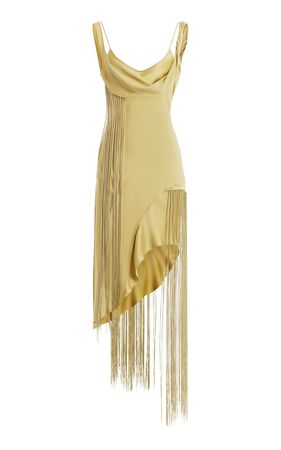 Fringed Asymmetric Satin Slip Dress By Victoria Beckham | Moda Operandi