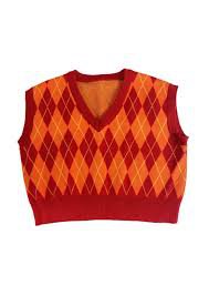 orange sweater vest cropped argyle - Google Search